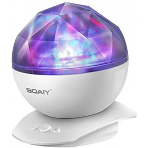 Aurora Night Light Projector Lights, Soaiy, 8 Changing Aurora and 360Rotatable, 1h Auto closes , Built-in Speaker, for kids or Adults to Sleep Soothe, Insomniac and Anxious Relax, Party Lights-White