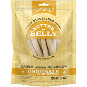 Better Belly Rawhide Bones, Great Digestibility Rawhide Chews for Dogs, No Grain, Gluten Free, No Artifical Colors or Flavors