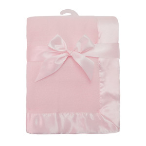 American Baby Company Fleece Blanket 30 X 40 with 2 Satin Trim, Pink, for Girls
