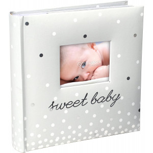 Malden International Designs Sweet Baby White Photo Opening Cover Photo Album, 160-4x6, White