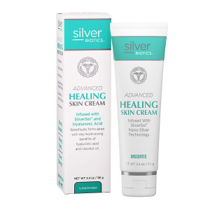 American Biotech Labs - Silver Biotics - Advanced Healing Skin Cream - Infused with SilverSol and Hyaluronic Acid - Unscented - 3.4 oz.