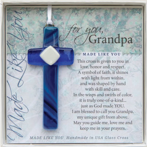 Grandpa Handmade Glass Cross: Sentimental Gift for Grandpa