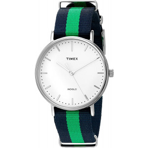 Timex Unisex TW2P90800 Fairfield 41 Blue/Green Nylon Slip-Thru Strap Watch