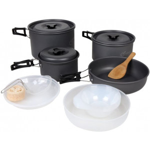 yodo Anodized Aluminum Camping Cookware Set Backpacking Pans Pot Mess Kit for 4-5 Person