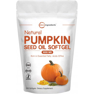 Maximum Strength Pumpkin Seeds Oil 2000mg Per Serving, 300 Liquid Softgels, Pumpkin Supplements, Strongly Supports Urinary, Bladder and Prostate Health, No GMOs and Vegan Friendly
