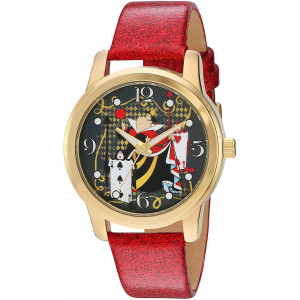 Disney Women's 'Alice in Wonderland' Quartz Metal Watch, Color:Red (Model: W003142)