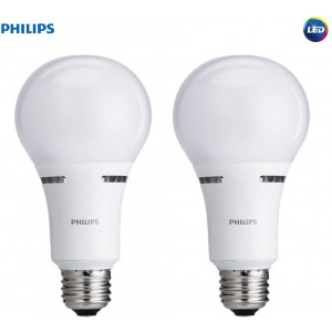Philips LED 3-Way A21 Frosted Light Bulb: 1600-800-450-Lumen, 2700-Kelvin, 18-8-5-Watt, E26D Medium Screw Base, Warm White, 2-Pack