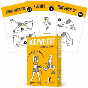 Exercise Cards BODYWEIGHT - Home Gym Workout Personal Trainer Fitness Program Tones Core Ab Legs Glutes Chest Biceps Total Upper Body Workouts Calisthenics Training Routine