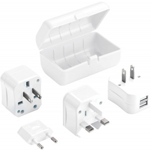 Lewis N. Clark Adapter Plug Kit W/ 2.1a Dual Usb Charger, White, One Size