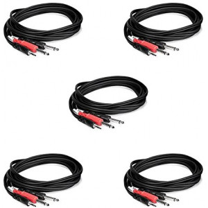 Hosa CMP-153 3.5 mm TRS to Dual 1/4" TS Stereo Breakout Cable, 3 Feet (5-Pack)