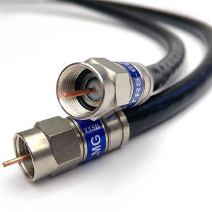 50ft Quad Shield Solid Copper 3GHZ RG-6 Coaxial Cable 75 Ohm (DIRECTV Satellite TV or Broadband Internet) Anti Corrosion Brass Connector RG6 Fittings Assembled in USA by PHAT SATELLITE INTL