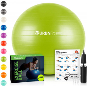 URBNFit Exercise Ball (Multiple Sizes) for Fitness, Stability, Balance and Yoga - Workout Guide and Quick Pump Included - Anti Burst Professional Quality Design