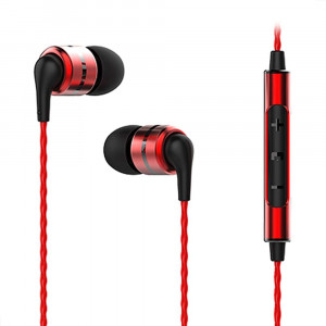 SoundMAGIC E80C High Fidelity Earphones Smartphone Earbuds in Ear Sound Isolating Headphones with Mic and Remote for Audiophiles - Red