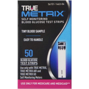True Metrix Blood Glucose Test Strips Box of 50x4