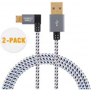 CableCreation Angle Micro USB Cable, [2-Pack] 10 Feet Left Angle Micro USB 2.0 Braided Cable, 90 Degree Vertical Left USB 2.0 A Male to Micro USB Male with Aluminium Case,3 Meters, Space Gray