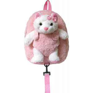 Children's Safety Harness Backpack with Removable Plush Animal (Pink Cat)