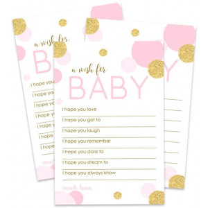 Pink and Gold Wish for Baby Shower Game (20 Pack) Advice and Best Wishes  Wishing Well Cards  Birthday Time Capsule  Twinkle Little Star  Princess Party Supplies
