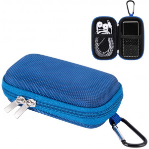 AGPTEK MP3 Player Case, Portable Clamshell Headphones Cover, Holder with Metal Carabiner Clip for 1.8 inch MP3 Players, iPod Nano, iPod Shuffle, Apple Airport, Blue