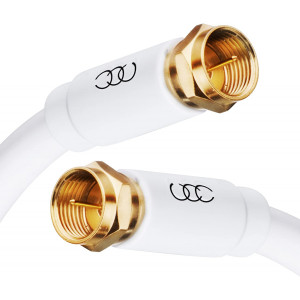 Coaxial Cable Triple Shielded CL3 in-Wall Rated Gold Plated Connectors (10ft) RG6 Digital Audio Video with Male F Connector Pin - 10 Feet