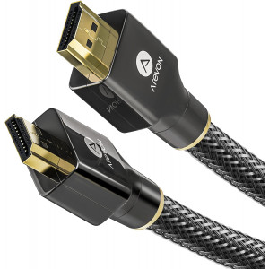 4K HDMI Cable 3.3 Feet - Atevon High Speed 18Gbps HDMI 2.0 Cable - HDCP 2.2-4K HDR, 3D, 2160P, 1080P, Ethernet - 28AWG Braided HDMI Cord - Audio Return - UHD TV, Blu-ray Player, PC, Xbox One S, PS4