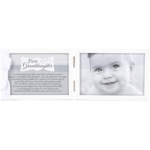 The Grandparent Gift Company- 4 x 6 White Double Hinged Table or Shelf Frame- First Granddaughter - Baby Reveal or Baby Shower Gift
