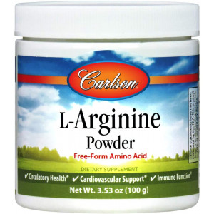 Carlson - L-Arginine Powder, Free-Form Amino Acid, Circulatory Health, Cardiovascular Support, Immune Function, 3.53 oz (100 g)