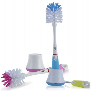 Nuby 2 in 1 Bottle and Nipple Brush with Stand 1pk - Colors May Vary
