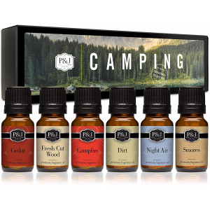 Camping Set of 6 Premium Grade  Fragrance Oils - Campfire, Smores, Dirt, Fresh Cut Wood, Night Air, Cedar