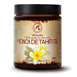 Monoi de Tahiti Oil Cold Pressed 3.4oz - 100% Pure and Natural - Base Oil Multi-Functional - France - for Face Care - Body - Hair - Anti-Wrinkle - Anti-Aging - Massage