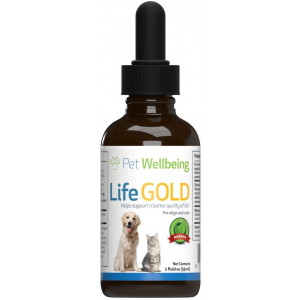 Pet Wellbeing Life Gold For Cats - Immune system support and antioxidant protection for felines with cancer 2 oz (59 ml)