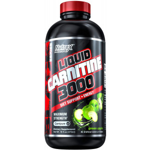 Nutrex Research Liquid Carnitine 3000 | Premium Liquid Carnitine, Stimulant Free, Fat Loss Support | Green Apple