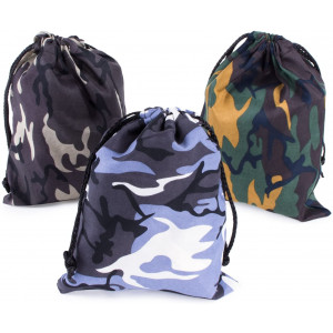 Camouflage Drawstring Travel Bags Pouch Sacks for Party Favors, Outdoor Camping Picnics, Hiking (12 Pack)