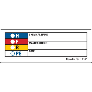 Hazardous Communication and Right-to-Know Labels, Coated, Black/Blue/Red/Yellow On White