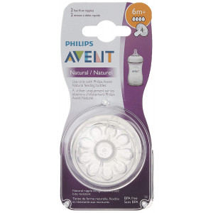 Philips Avent Natural Baby Bottle Nipple, Fast Flow Nipple, 6M+, 2pk