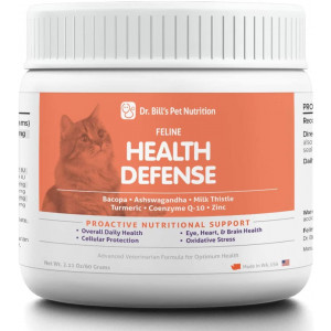 Dr. Bill's Feline Health Defense | Pet Supplement | Antioxidants for Cats | Contains Bacopa, Ashwagandha, Milk Thistle, Turmeric, Coenzyme Q-10, and Zinc