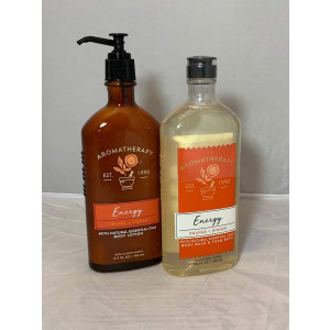 Bath and Body Works Aromatherapy Body Wash and Lotion Set - Energy Orange + Ginger