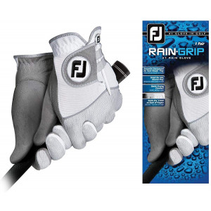 FootJoy Men's RainGrip Golf Gloves, Pair (White)