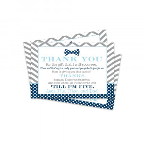 Bow Tie Baby Shower Thank You Postcard (15 Pack) Cards Only, Eco-Friendly