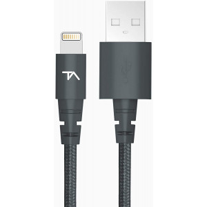 Tech Armor Apple MFi Certified Lightning to USB Sync/Charge Cable Compatible with iPhone or iPad, Tough-Braided Extra-Strong Jacket, Space Gray, 6 Feet