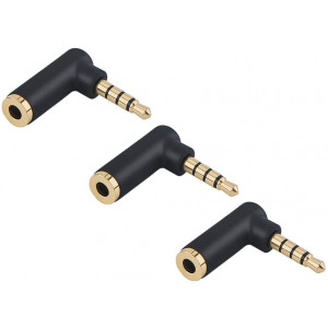 Angle 3.5mm Audio Adapter,CableCreation [3-Pack] 1/8 TRRS Stereo Headphone Connector Male to Female Compatible with iPhone,iPad,iPod, Tablets, PS4 Headset,Game Controller.Black