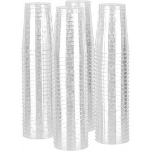 Party Bargains 100 Count 10oz Hard Clear Disposable Plastic Round Tumbler Party Beverage Wedding Cups