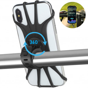 AONKEY Universal Bike Phone Mount, Silicone Holder Adjustable for Bicycle Handlebar fits iPhone Xs Max/XS XR X/6S/7/8 Plus, Galaxy S10+/S10/S10e/S9+/S9/S8, 4.0"~6.5" Cell Phones Mountain Road Cycling