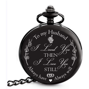 Anniversary Gifts for Him / Men / Husband | Engraved To my Husband' Pocket Watch | I Love You Gift for Husband for Birthday / Valentines / Happy Anniversary!