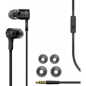 MuveAcoustics Spark Wired in-Ear Headphones - Sports Noise Cancelling Stereo Earbuds with Mic, Black