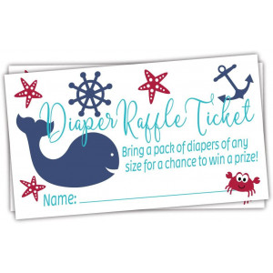 Nautical Diaper Raffle Tickets (50 Count) - Under the Sea Baby Shower Game