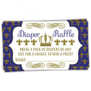 50 Royal Prince Diaper Raffle Tickets | Boy Baby Shower Game