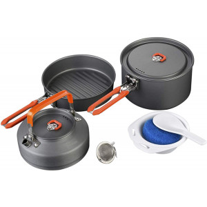 Fire-Maple Feast 2 Camping Cookware Set | Outdoor Cooking Set with Pot, Kettle, Pan, Bowls and Spatula | Premium Construction | Ideal Mess Kit for Backpacking, Hiking, Car Camping and Emergency Use