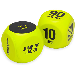 SPRI Exercise Dice (6-Sided) - Game for Group Fitness and Exercise Classes - Includes Push Ups, Squats, Lunges, Jumping Jacks, Crunches and Wildcard (Includes Carrying Bag)