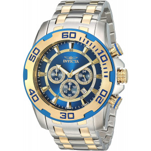 Invicta Men's Pro Diver Quartz Watch with Stainless-Steel Strap, Silver, 26 (Model: 26296)