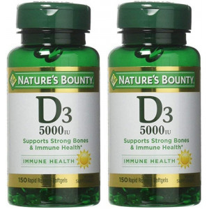 Nature's Bounty Vitamin D3 5000 IU 150 Softgels Pack of 2